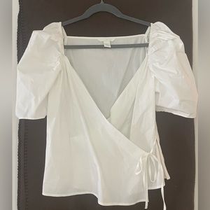 H&M Short Sleeve Cotton Wrap Blouse